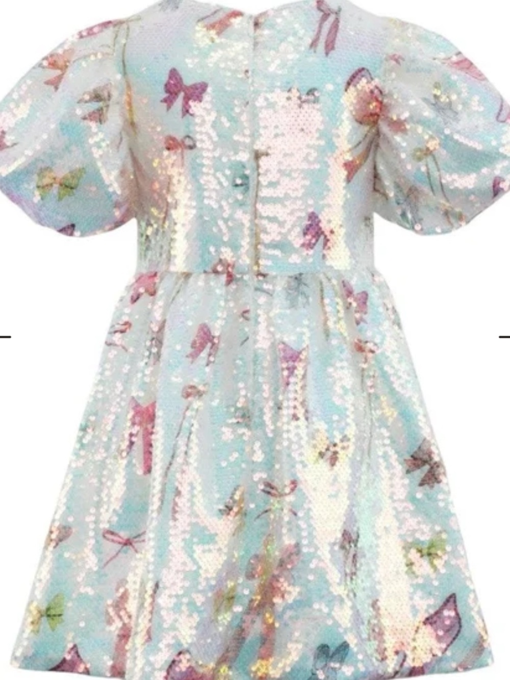 Lola + The Boys Girls Iridescent Sequin Puff Sleeve Party Dress NWT 5T